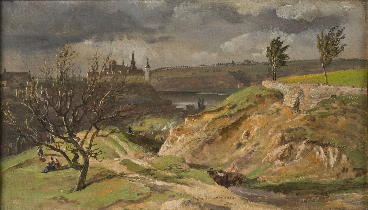Kilátás Meissenre. Tanulmányrajz alkotó: Johan Christian Dahl