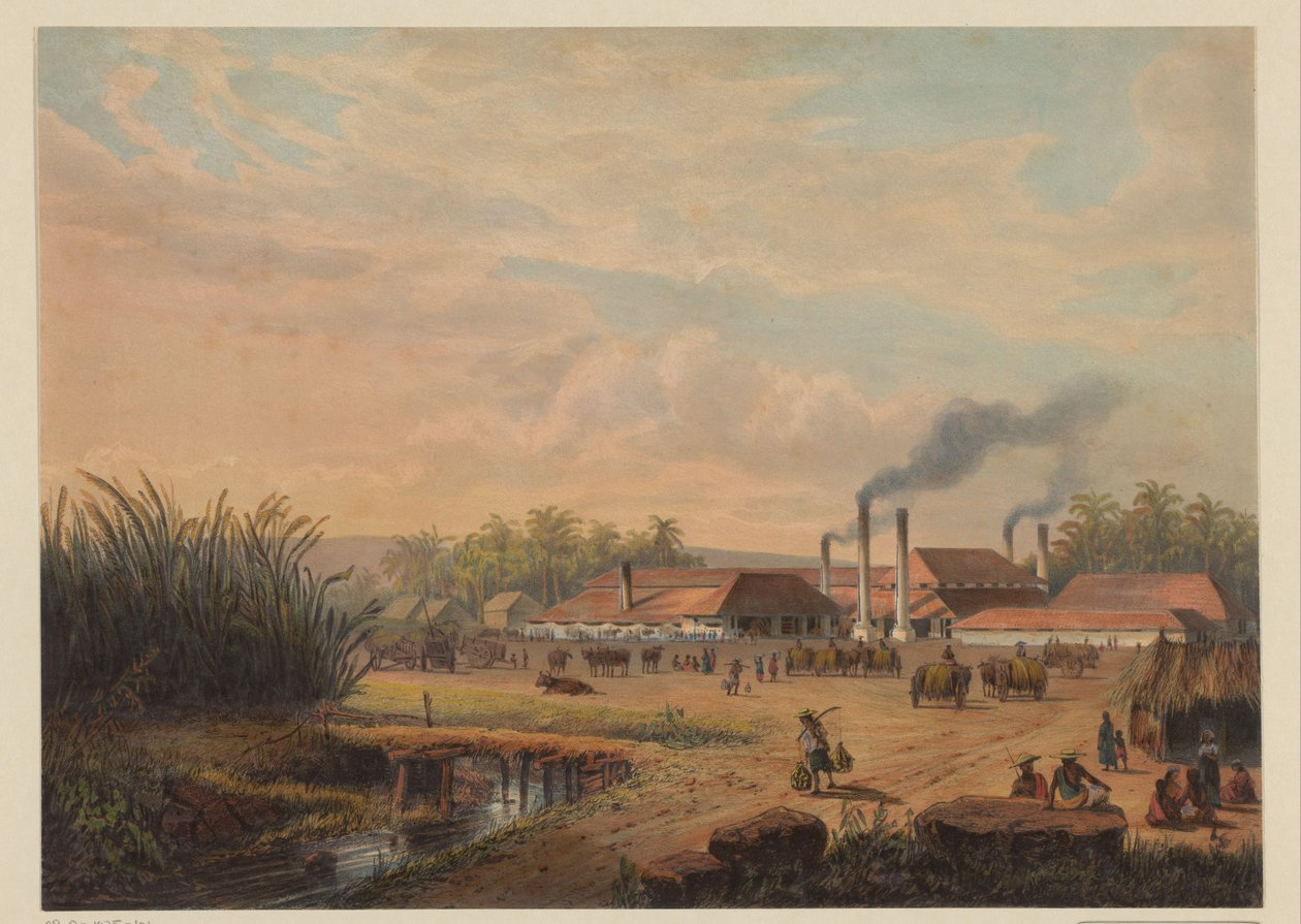Kilátás a pangkai cukorgyárra Pangka cukorgyár (Residence Tagal) (cím a tárgyon) alkotó: Johan Conrad Greive