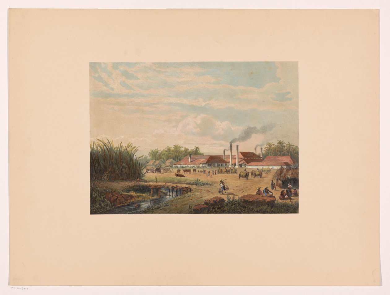 Pangka gyár Tegal közelében, Közép-Jáván Pangka cukorgyár; Tagal rezidencia Java A. Salm festményei és rajzai nyomán (sorozat címe) alkotó: Johan Conrad Greive