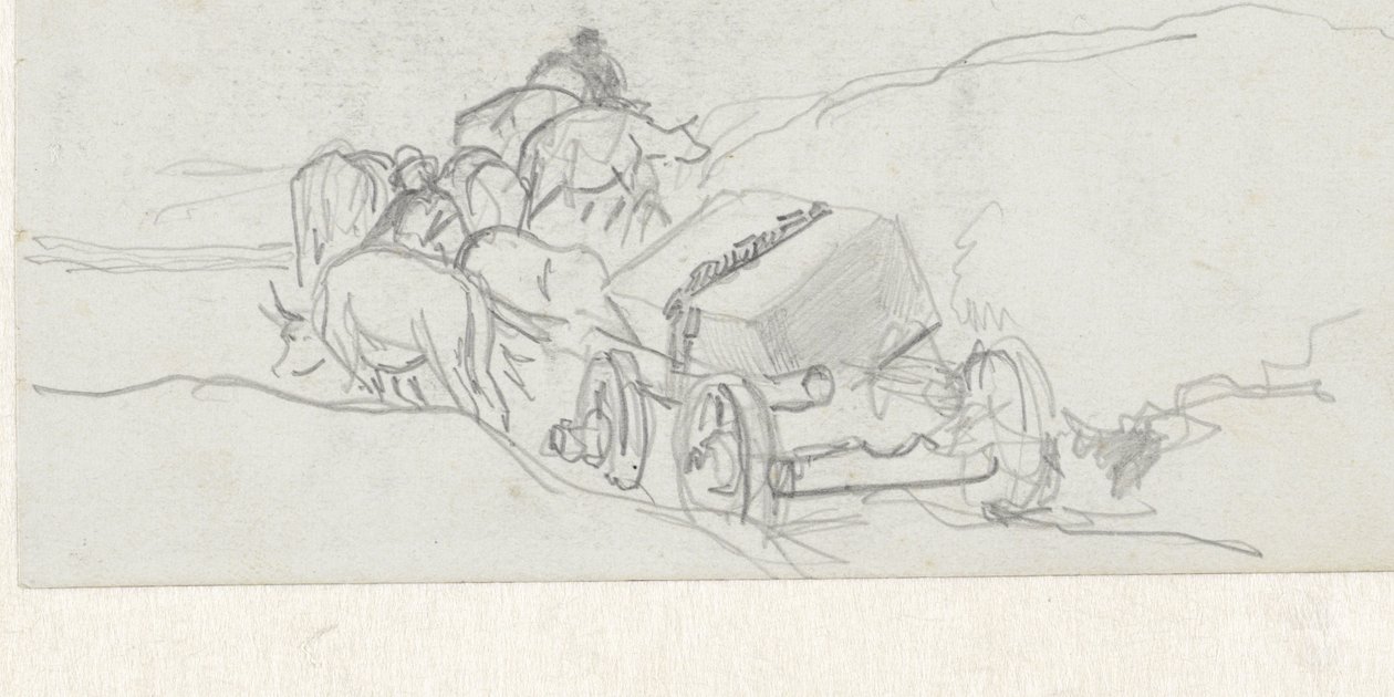 Ökrös szekér egy kőtömböt szállítva alkotó: Johan Daniël Koelman