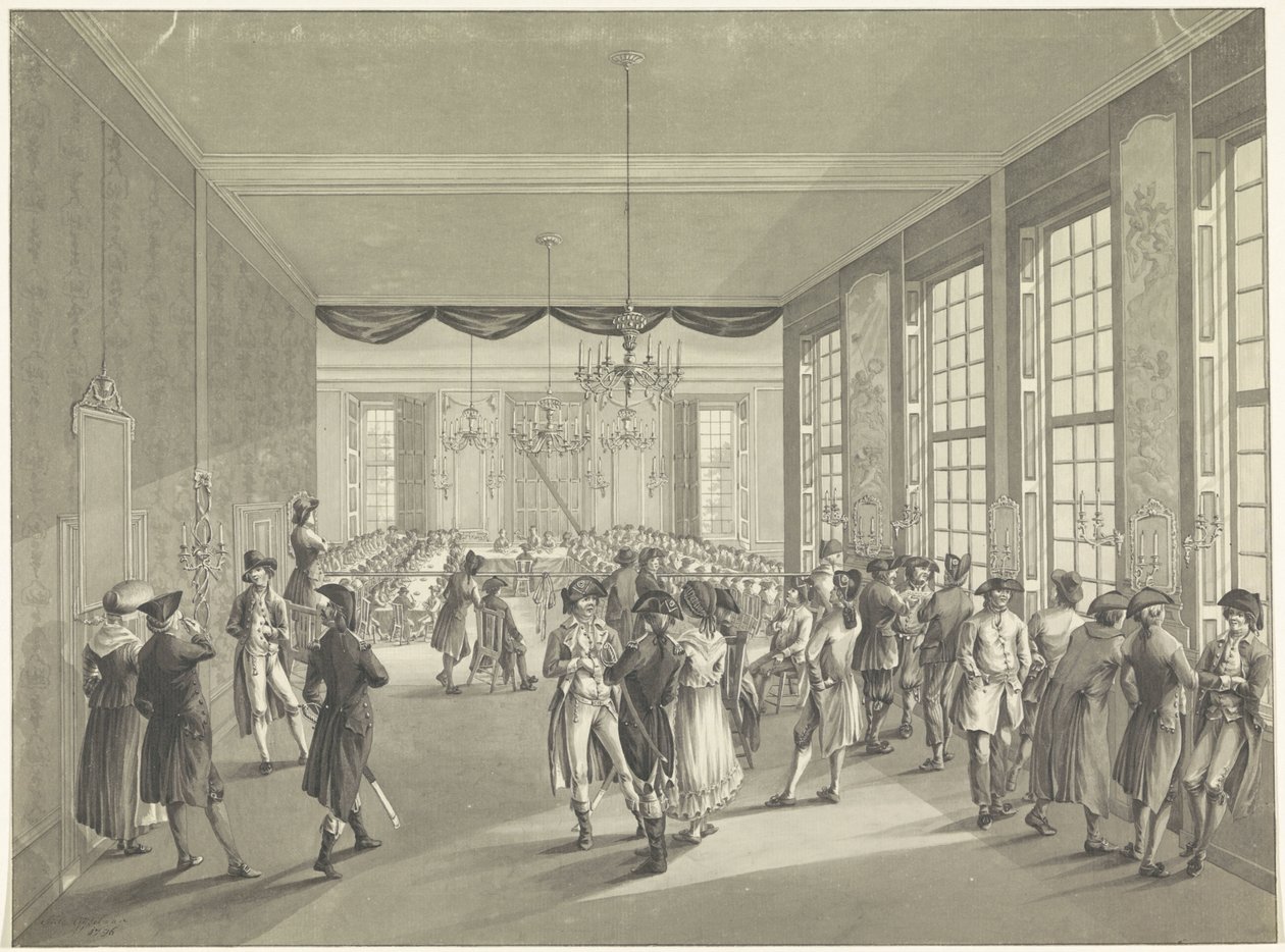 Közgyűlés Hágában, 1795 A hágai St. Joris Doelenben tartott központi közgyűlés 1796-ban (cím a tárgyon) alkotó: Johan Daniël de Gijselaar