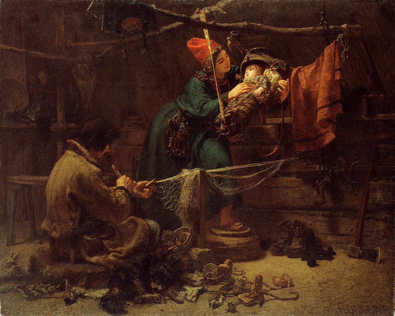 Egy lappföldi sátor belsejében, 1857 alkotó: Johan Fredrik Hockert