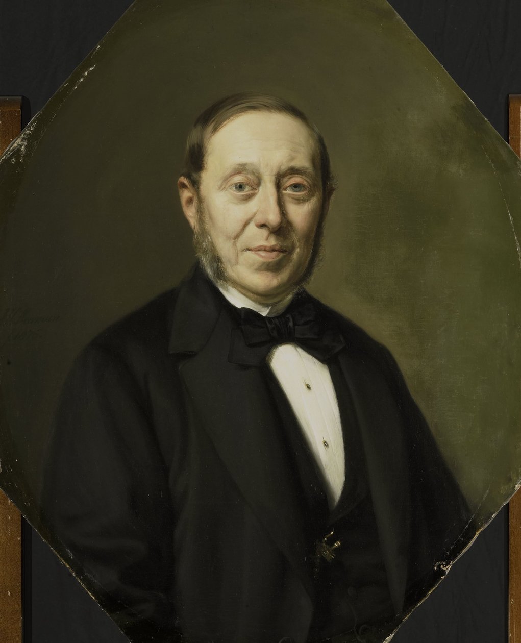 Johannes Cornelis van Pappelendam (1810-1884) portréja. Művész és műkereskedő. A Van der Hoop Múzeum felügyelője alkotó: Johan Heinrich Neuman