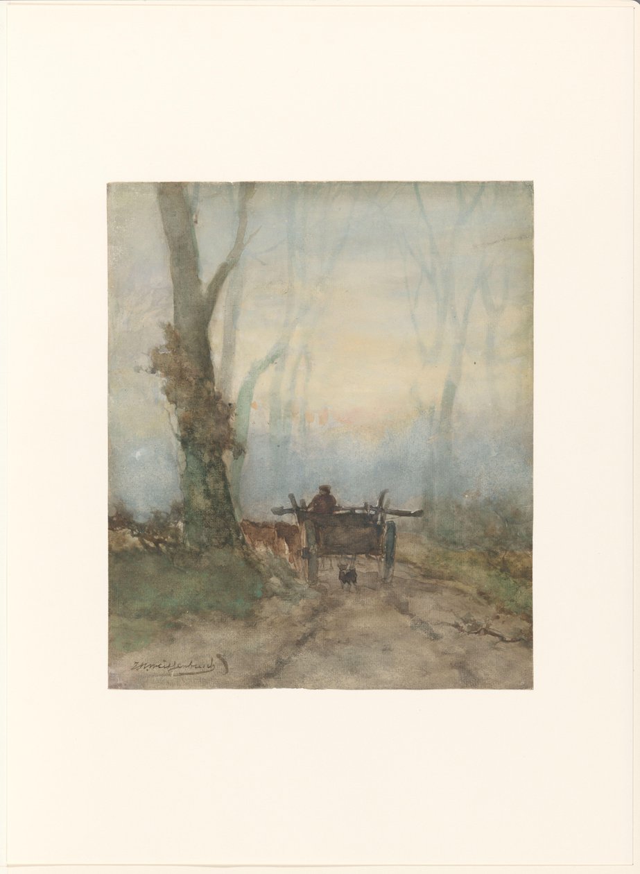 Gazda kocsija az erdei úton alkotó: Johan Hendrik Weissenbruch (signed by artist)