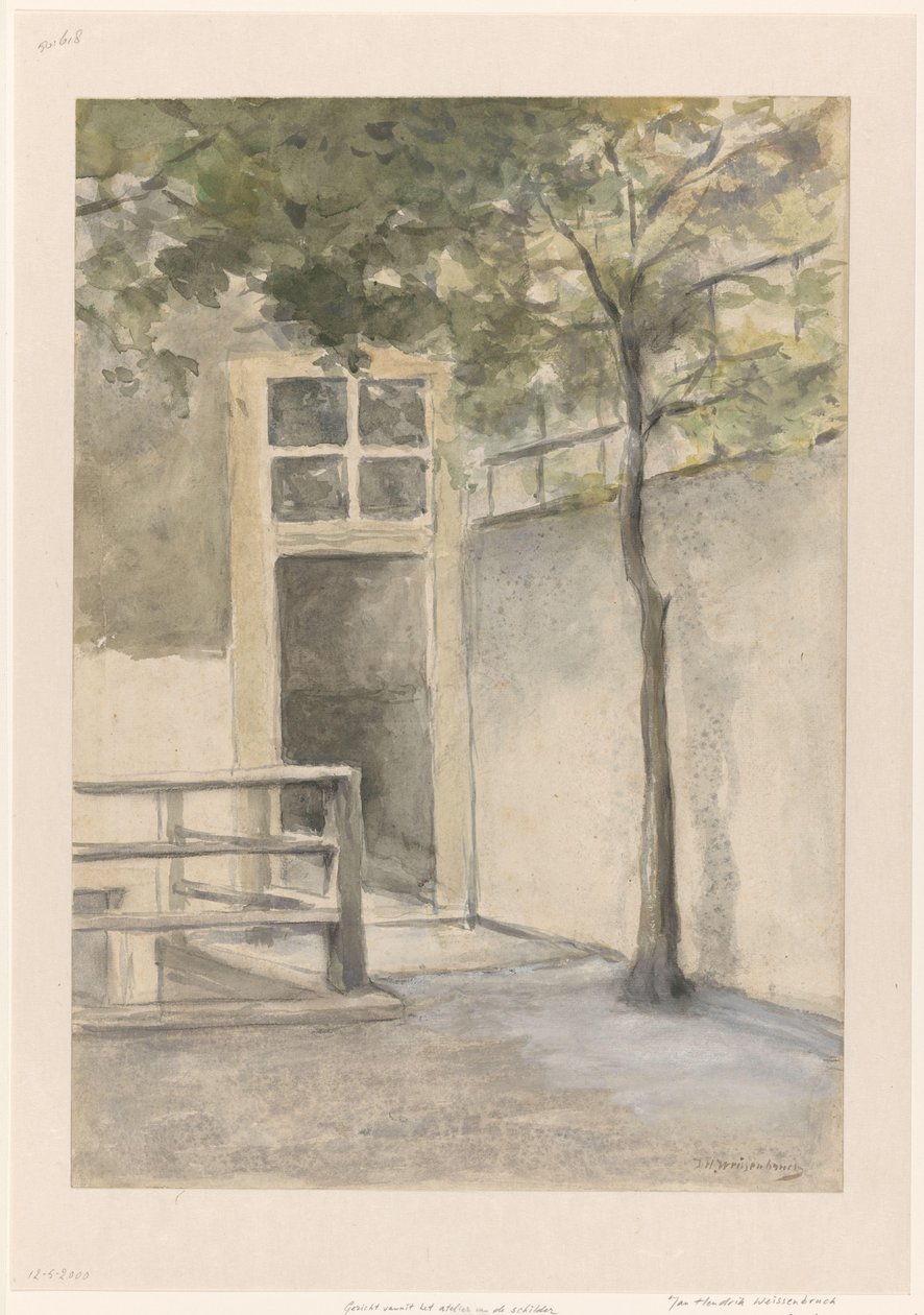 Kilátás az udvarra a művész műterméből a hágai Kazernestraatban alkotó: Johan Hendrik Weissenbruch (signed by artist)