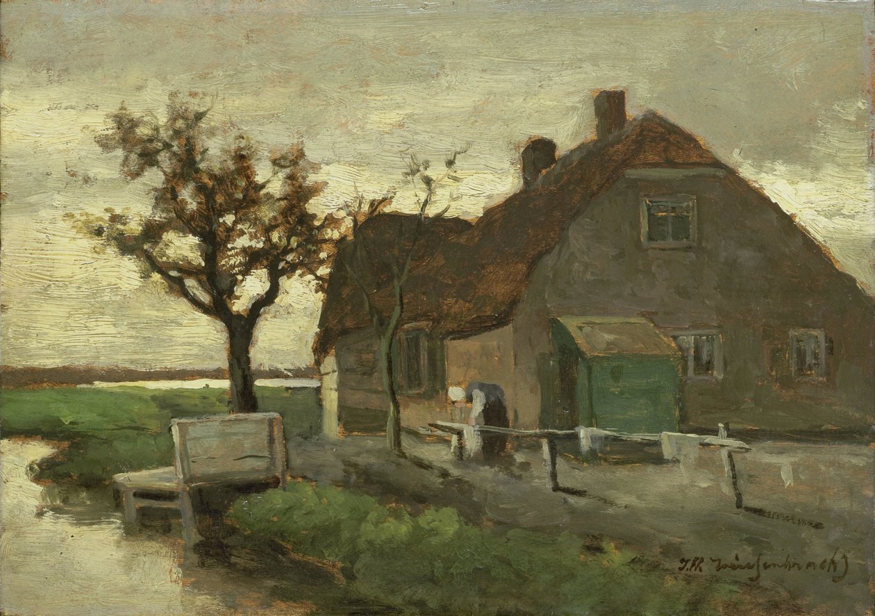 Parasztház a csatornán alkotó: Johan Hendrik Weissenbruch