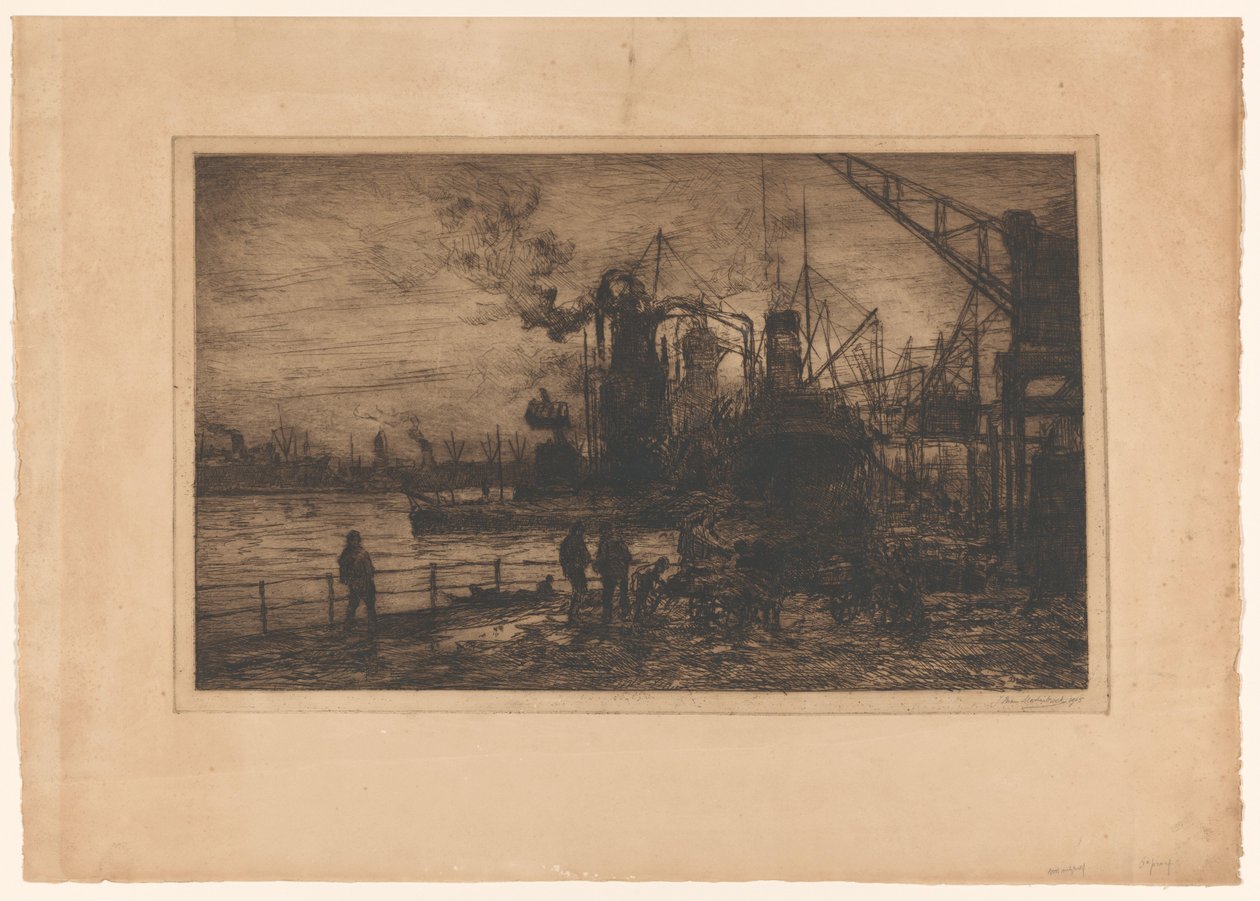 Kilátás a rotterdami kikötőre alkotó: Johan Hendrik van Mastenbroek (signed by artist)