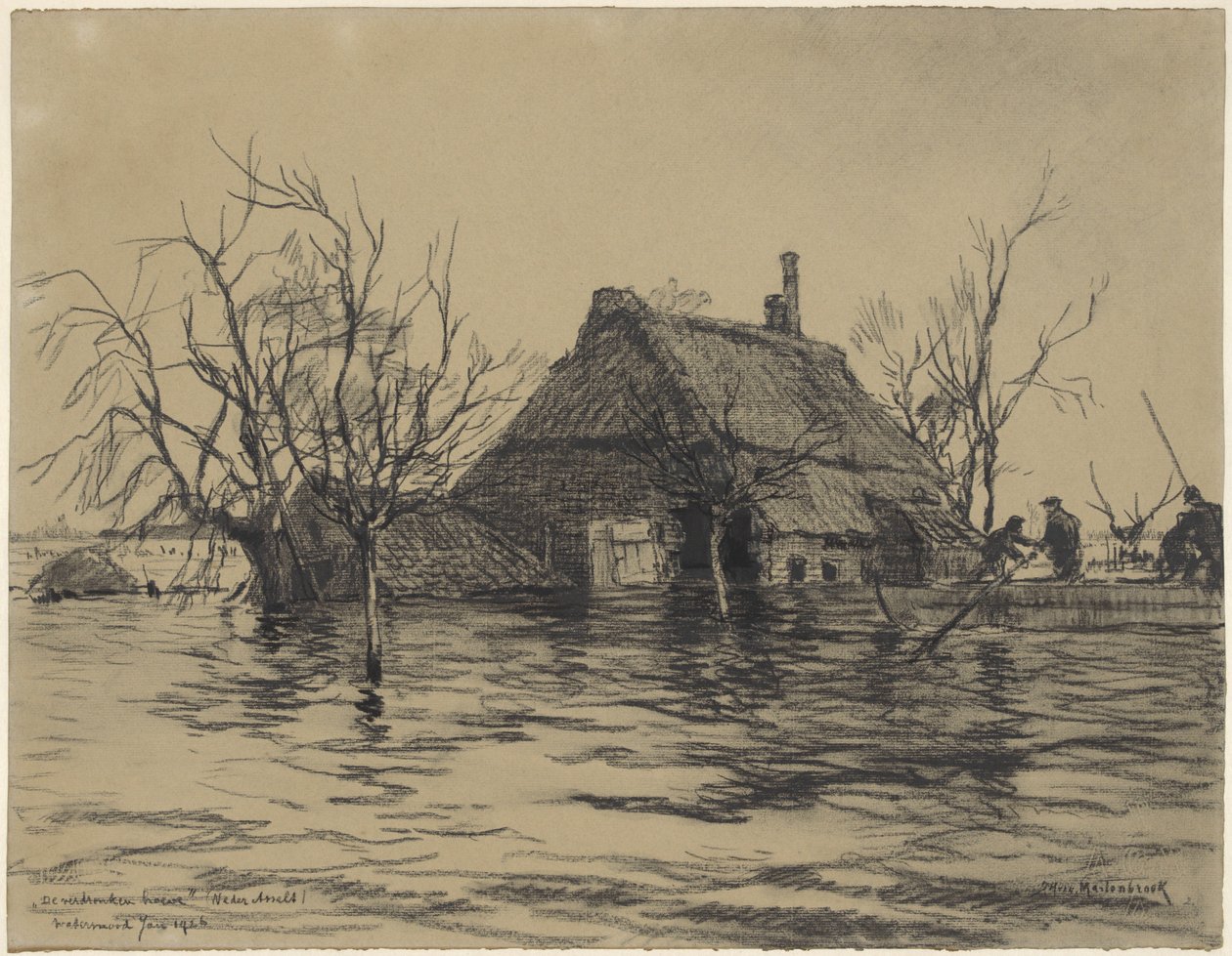Elárasztott farm Alsó-Asseltben (Land van Maas en Waal) alkotó: Johan Hendrik van Mastenbroek