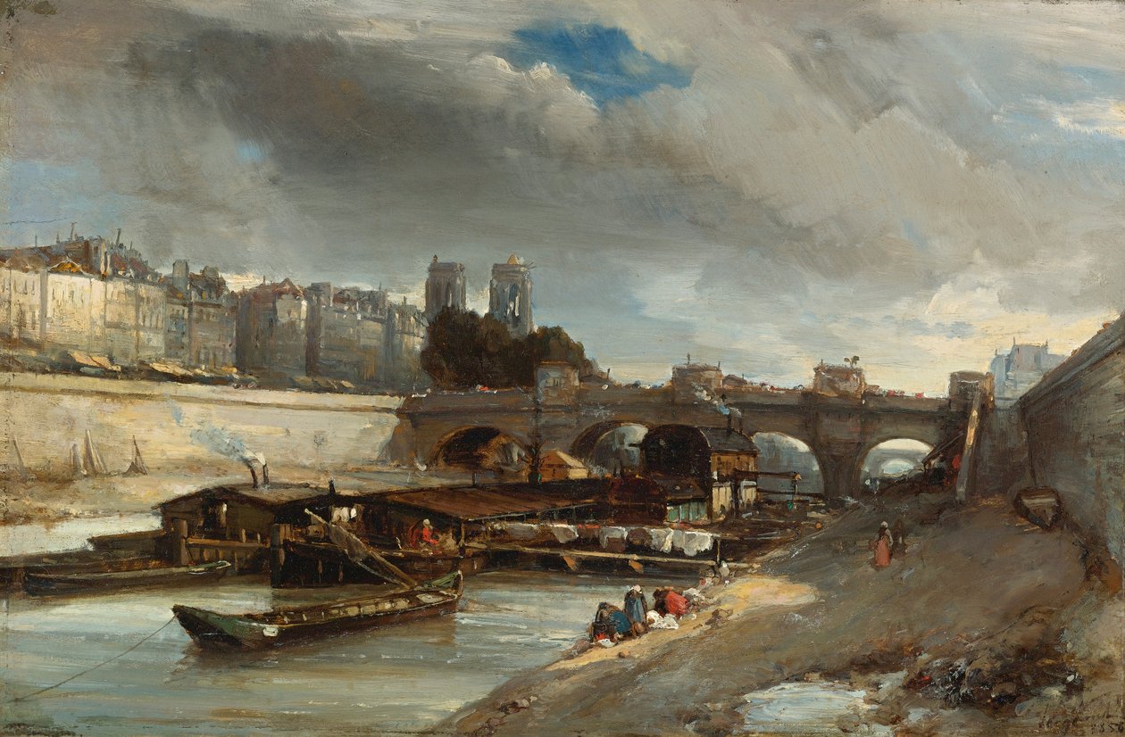 Csónakmosó a Pont Neuf közelében, Párizsban alkotó: Johan Jongkind