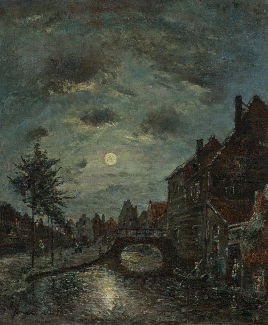 Egy belvízi csatorna Dordrechtnél, Claire de Lune. alkotó: Johan Jongkind