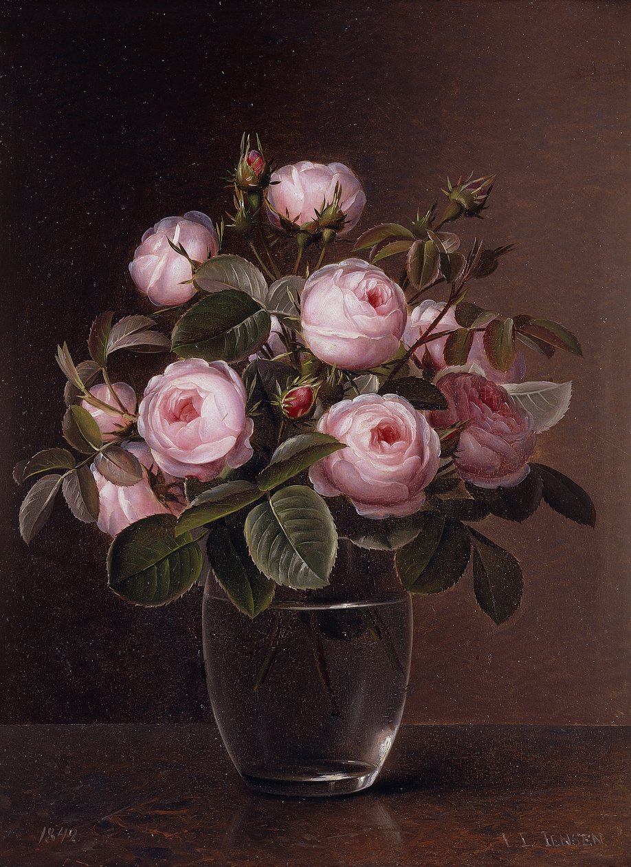 Rózsák üvegvázában, 1842 alkotó: Johan Laurents Jensen