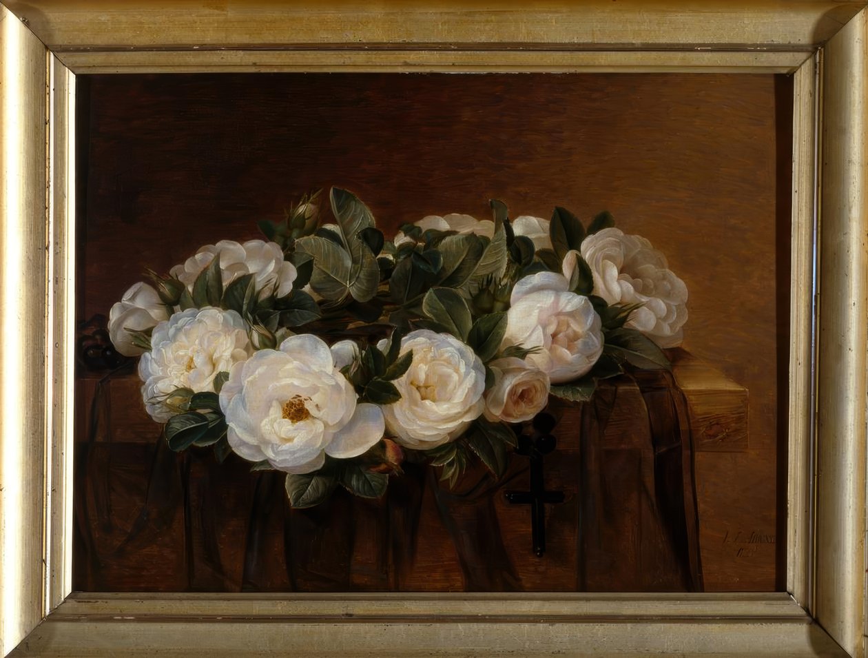 J.L.Jensen, fehér rózsa koszorúja alkotó: Johan Laurentz Jensen