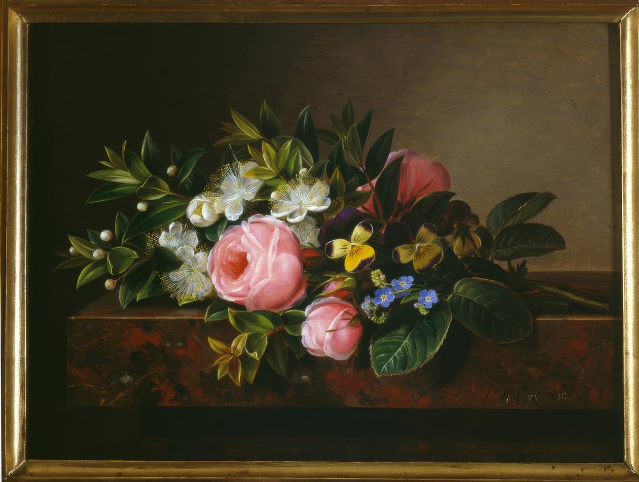 J.L.Jensen, csendélet rózsákkal alkotó: Johan Laurentz Jensen