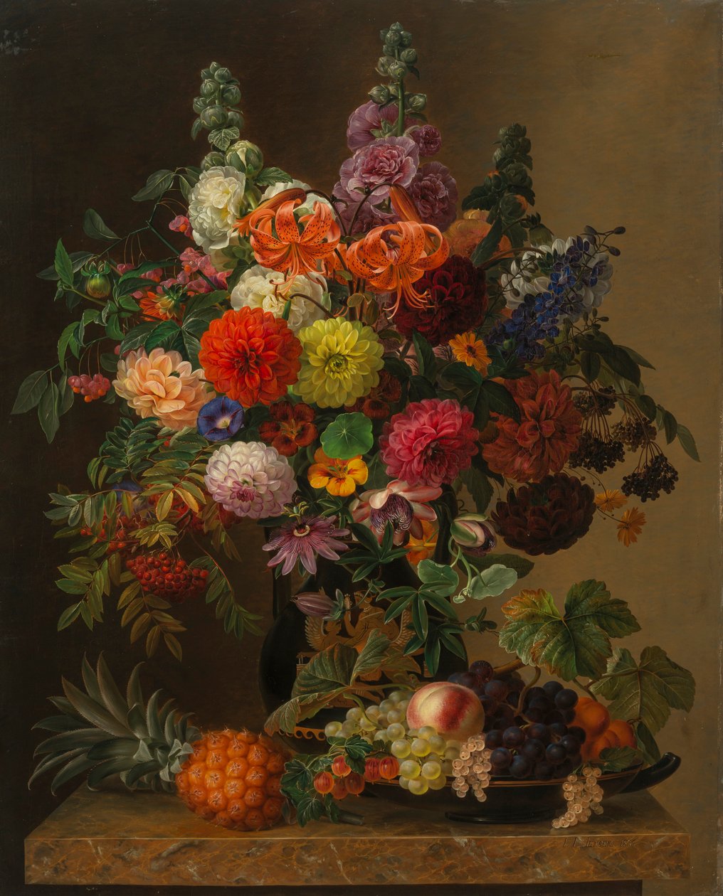 Csendélet virágokkal és gyümölcsökkel, 1836. alkotó: Johan Laurentz Jensen