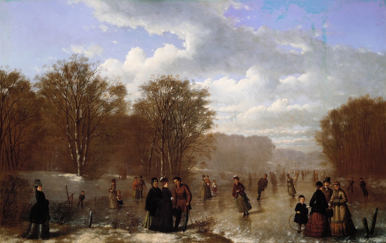 Korcsolyázás a Wissahickon, 1875. alkotó: Johan Mengels Culverhouse