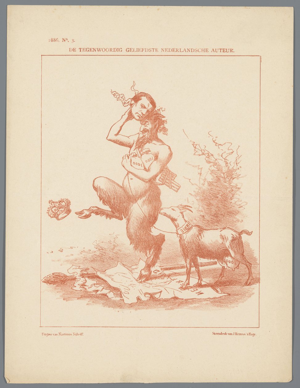 Foltnyomat a Busken Hueten, 1886 A mai legkedveltebb holland szerző (cím a tárgyon) alkotó: Johan Michaël Schmidt Crans
