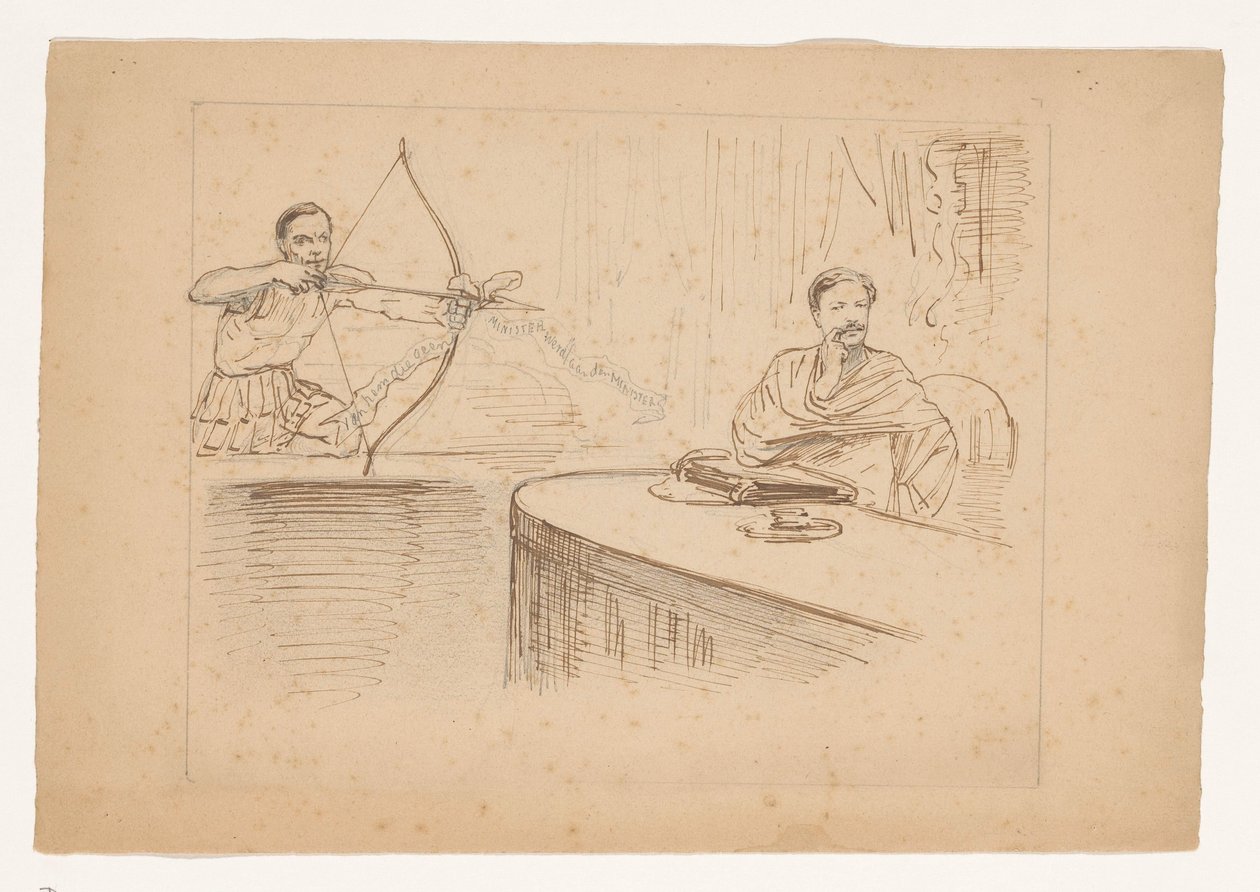 Tanulmány a „Kerkwijk Urának indítványa” című rajzfilmhez, 1878 alkotó: Johan Michaël Schmidt Crans
