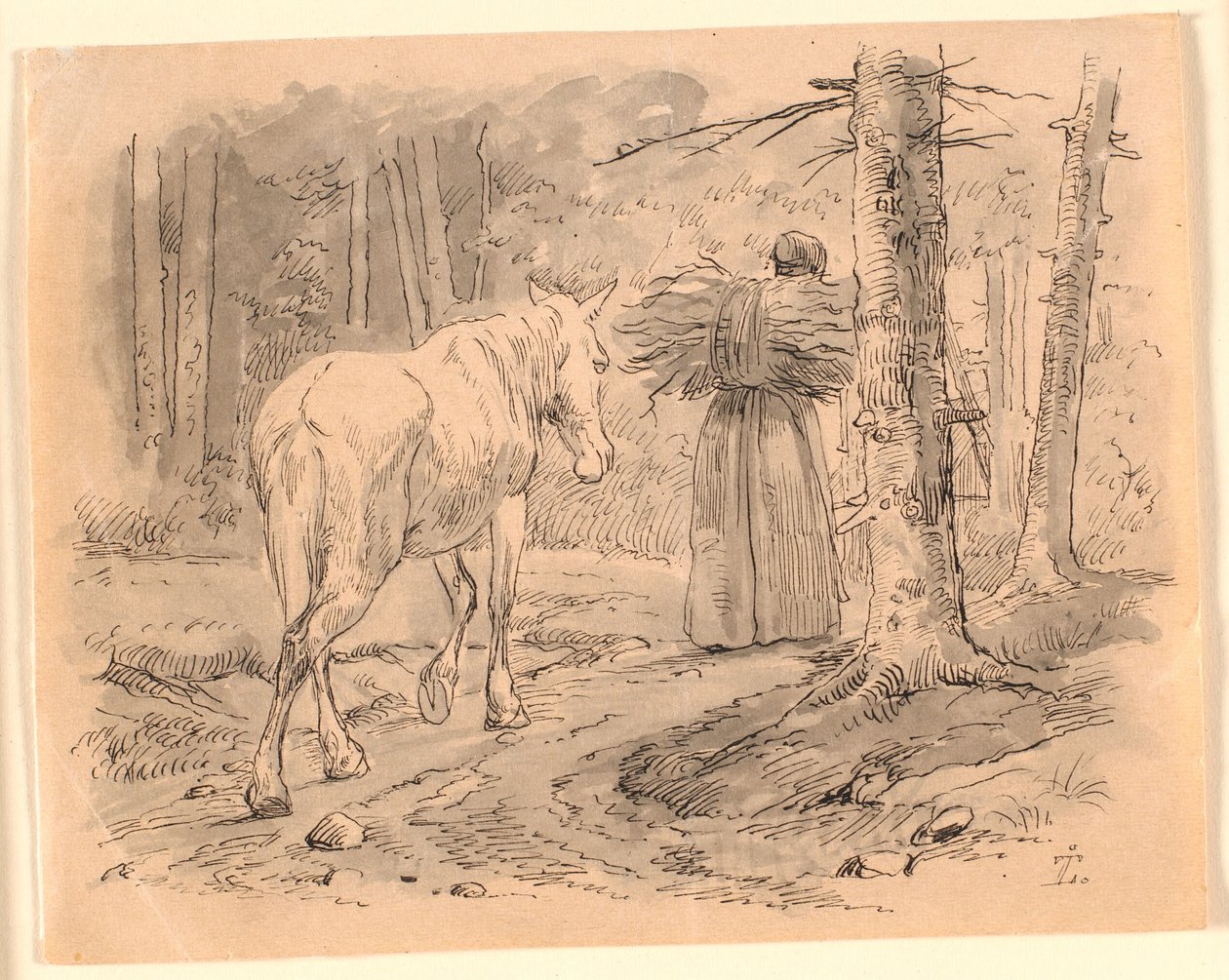 A feleség és a ló. Illusztráció Kaalund "Fables for Children" című művéhez. Lásd a lapkatalógus megjegyzését. alkotó: Johan Thomas Lundbye