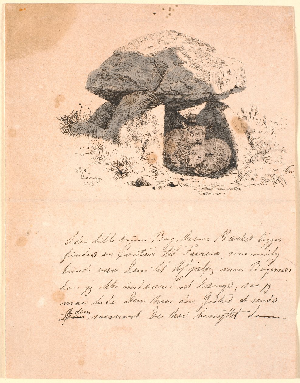 A bárányok. Illusztráció Kaalund "Fables for Children" című művéhez. Lásd a lapkatalógus megjegyzését. alkotó: Johan Thomas Lundbye