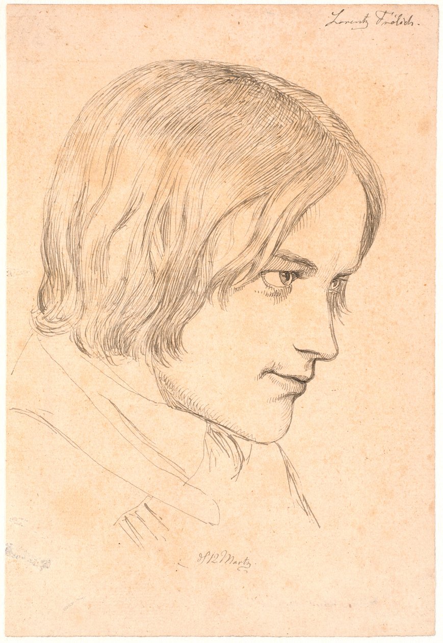 Lorenz Frølich (1820-1908) festő portréja alkotó: Johan Thomas Lundbye