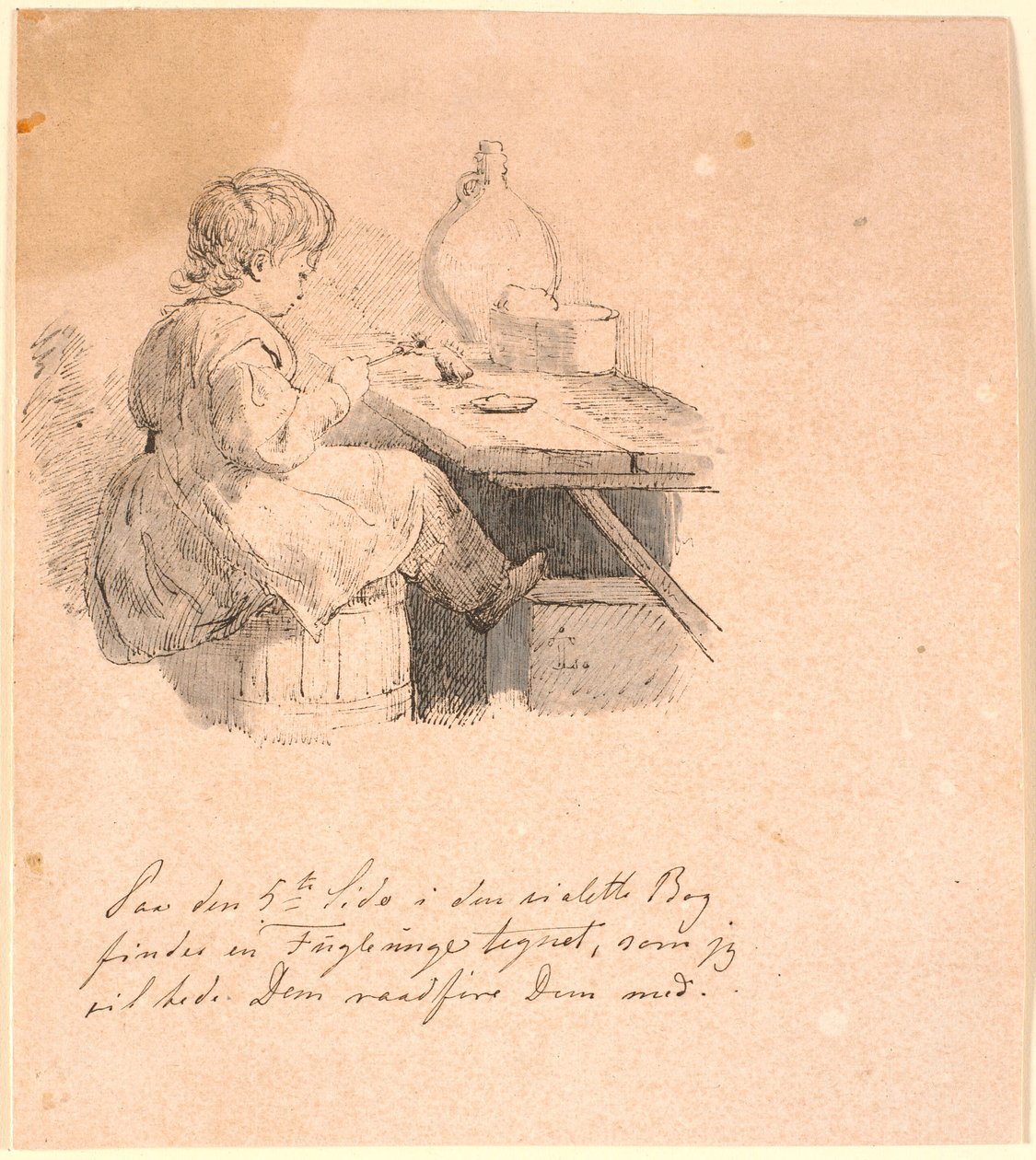 A veréb kölyök. Illusztráció Kaalund "Fables for Children" című művéhez. Lásd a lapkatalógus megjegyzését. alkotó: Johan Thomas Lundbye