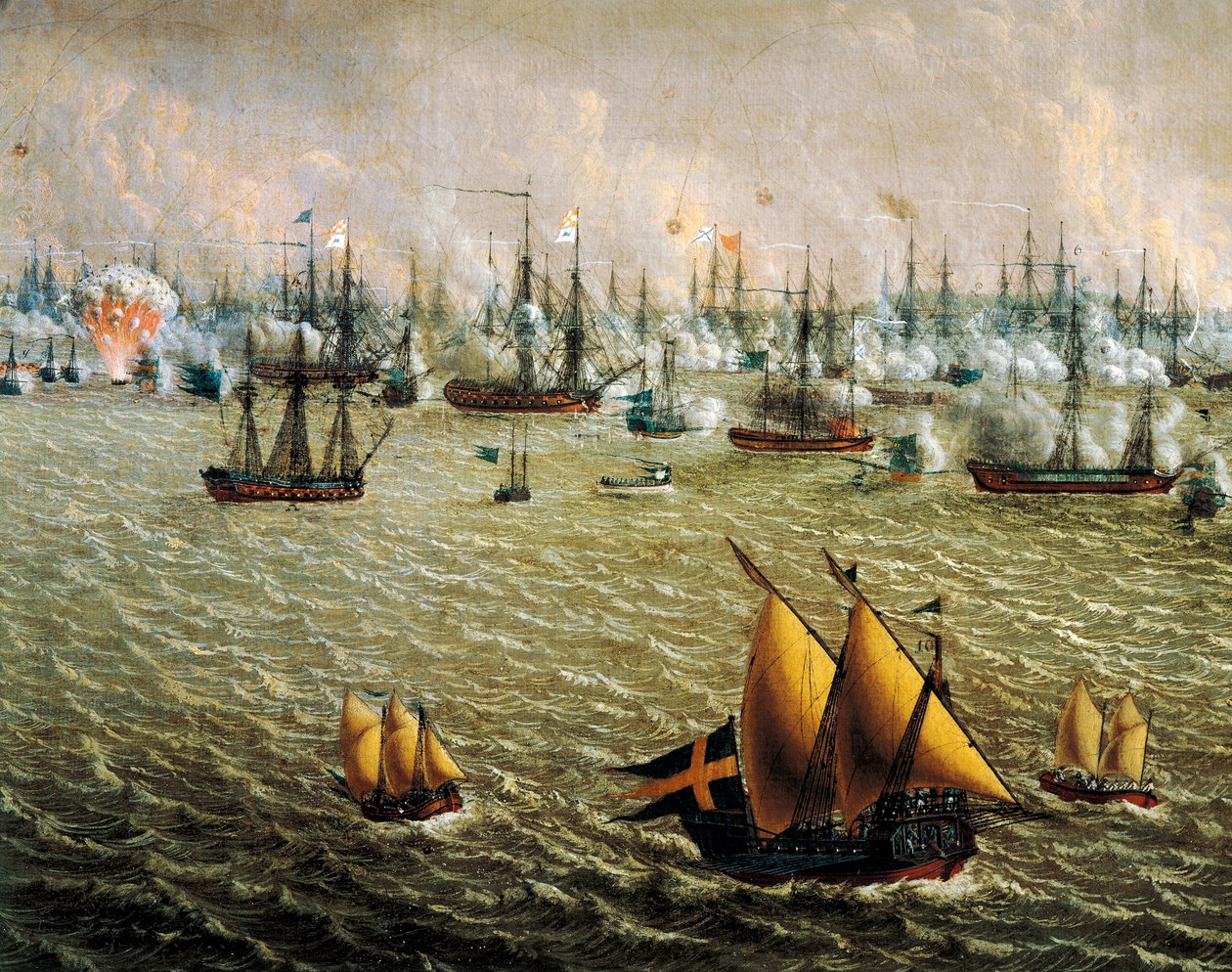 Skargardi csata svéd és orosz flották között Svédország Finnország feletti uralma miatt, 1790. július 10., Johan Tietrich Schoultz (1754-1807), orosz-svéd háborúk alkotó: Johan Tietrich Schoultz