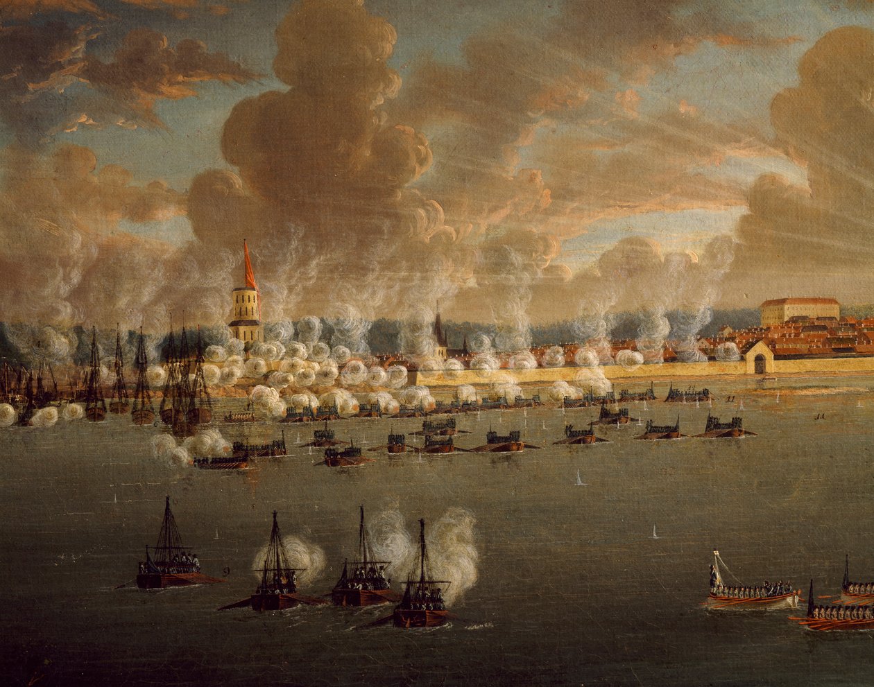 III. Gustav svéd flottája Frederikshavn ostromában, 1790. május 20., Johan Tietrich Schoultz (1754-1807), orosz-svéd háborúk, dán alkotó: Johan Tietrich Schoultz