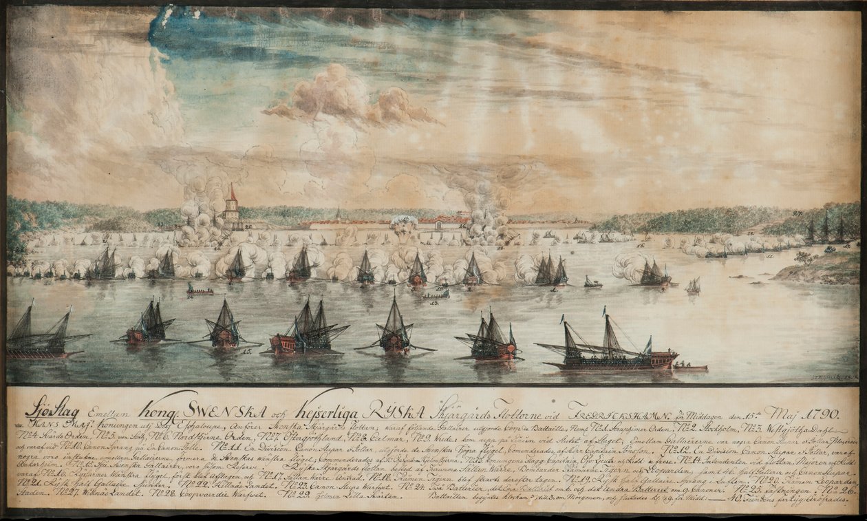 A fredrikshamni csata 1790 májusában, 1791. alkotó: Johan Tietrich Schoultz