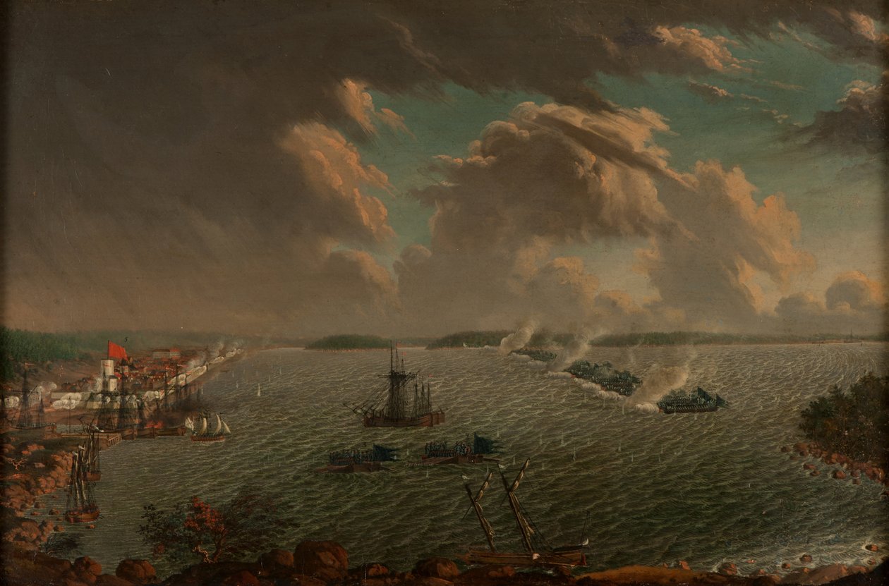 A fredrikshamni csata 1790 májusában, 1791. alkotó: Johan Tietrich Schoultz