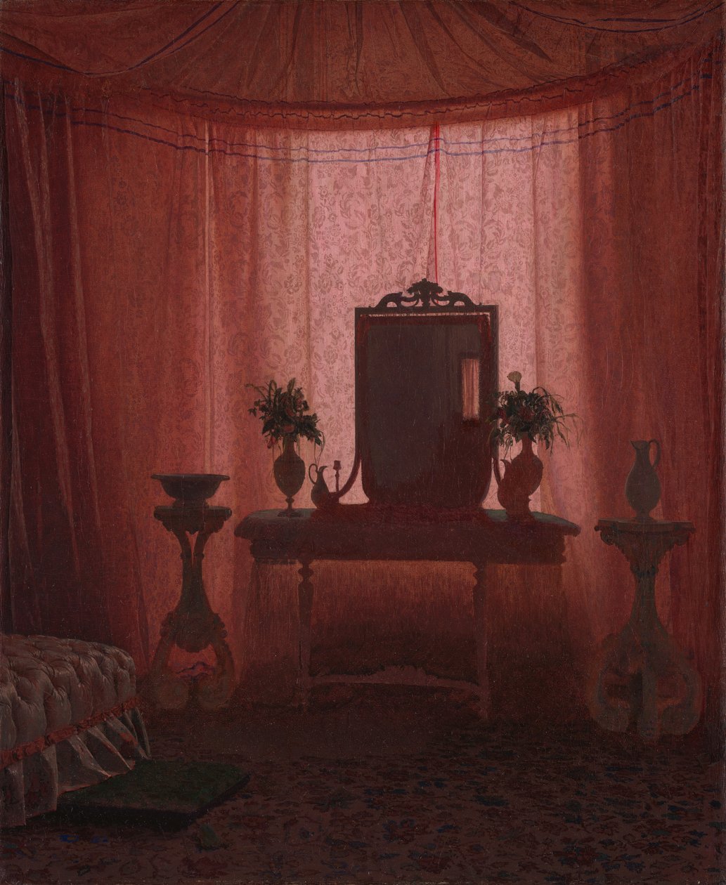 Egy hálószoba a Bernstorff-palotában Koppenhága közelében, kb. 1845. alkotó: Johan Vilhelm Gertner