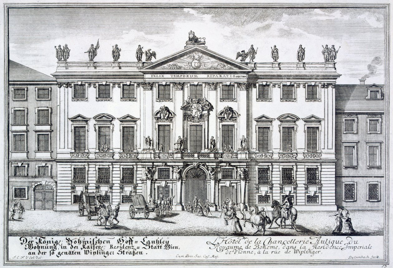 A Cseh Királyság Kancelláriája, a császári rezidencia része a Wiplinger utcában, Bécsben, 1719 körül alkotó: Johann Bernhard Fischer von Erlach