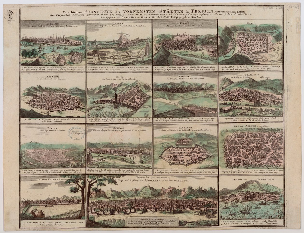 A perzsa Vornemsten városok különféle tájékoztatói alkotó: Johann Baptista Homann