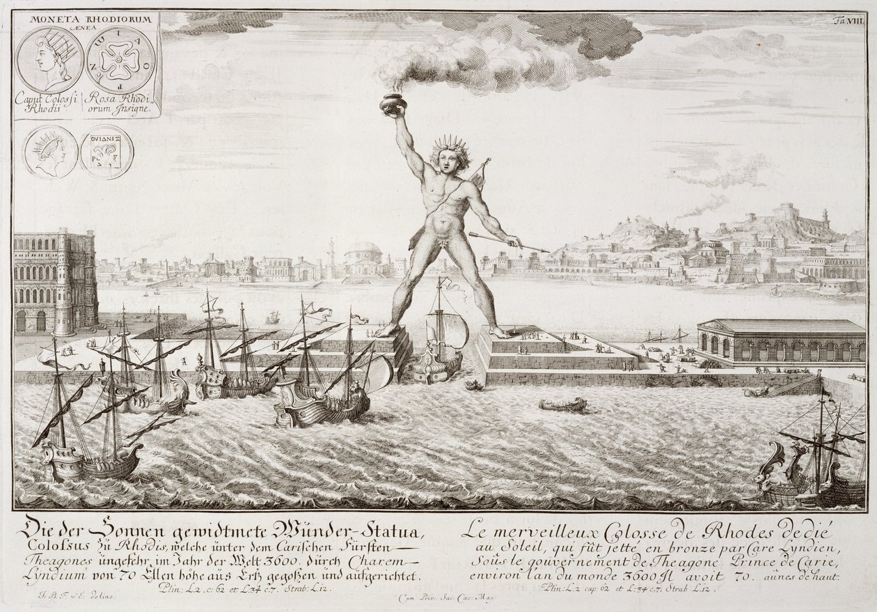 A rodoszi kolosszus, a „Történelmi építészet tervezetéből”, 1721 alkotó: Johann Bernhard Fischer von Erlach