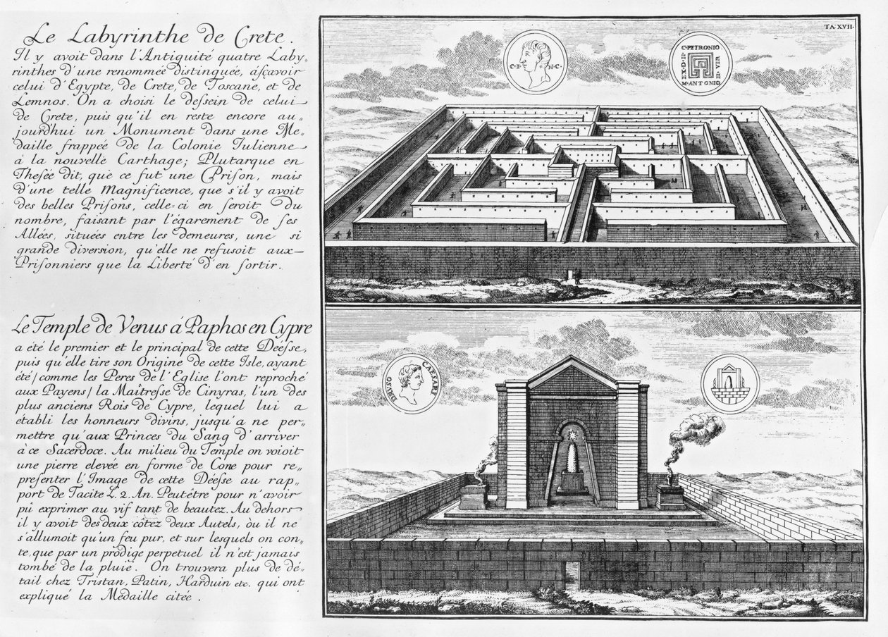 A krétai labirintus és a Vénusz temploma a ciprusi Paphosban, „A polgári és történelmi építészet terve”, 1721 alkotó: Johann Bernhard Fischer von Erlach