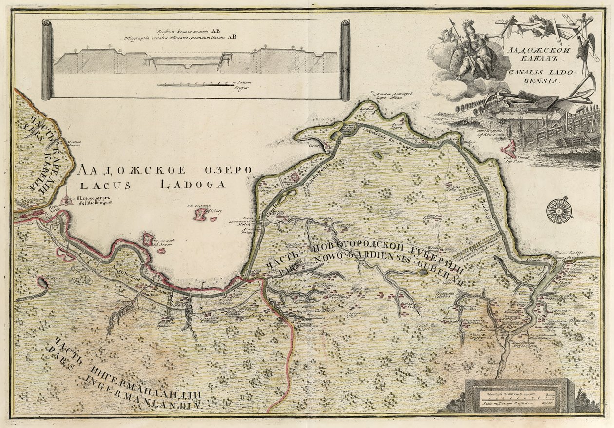 A Ladoga csatorna térképe (1741-42) alkotó: Johann Elias Grimmel
