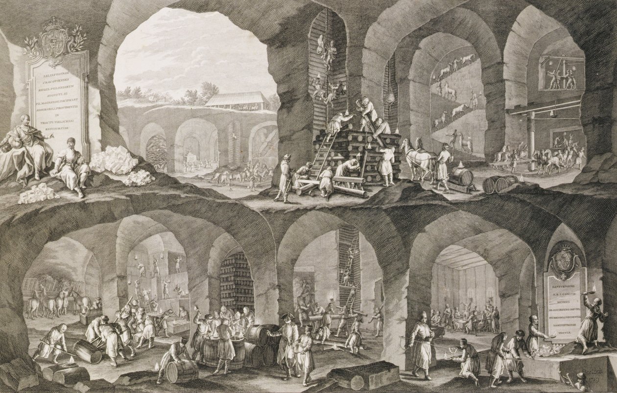 Egy sóbánya belsejében Wieliczkában alkotó: Johann Esaias Nilson