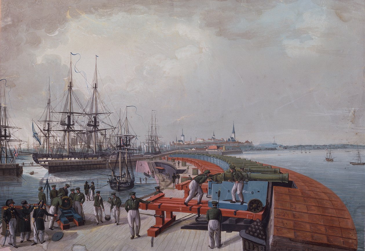 Kilátás Revelre, a kikötőre és az orosz part tüzérségére, 1817 alkotó: Johann Gau