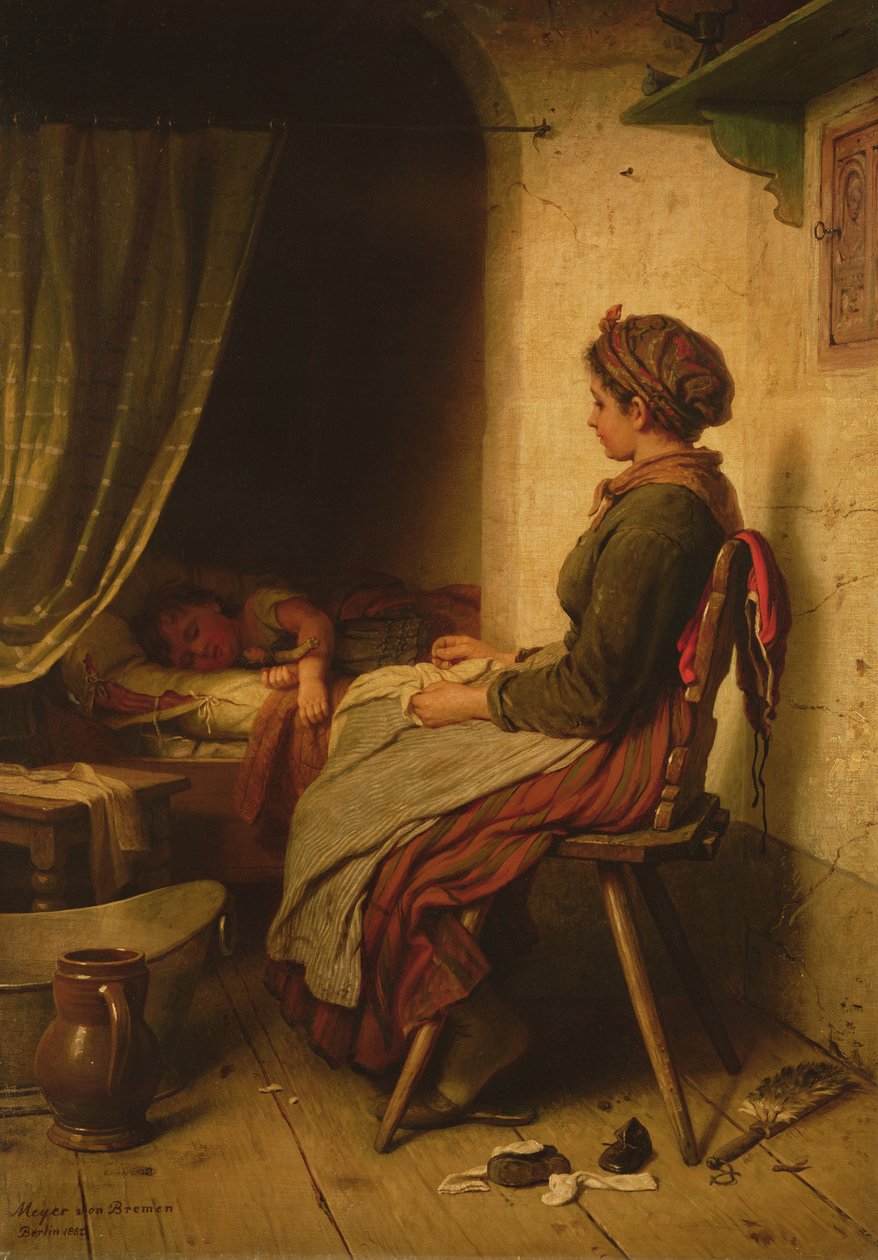 Az alvó gyermek, 19. század alkotó: Johann Georg Meyer von Bremen