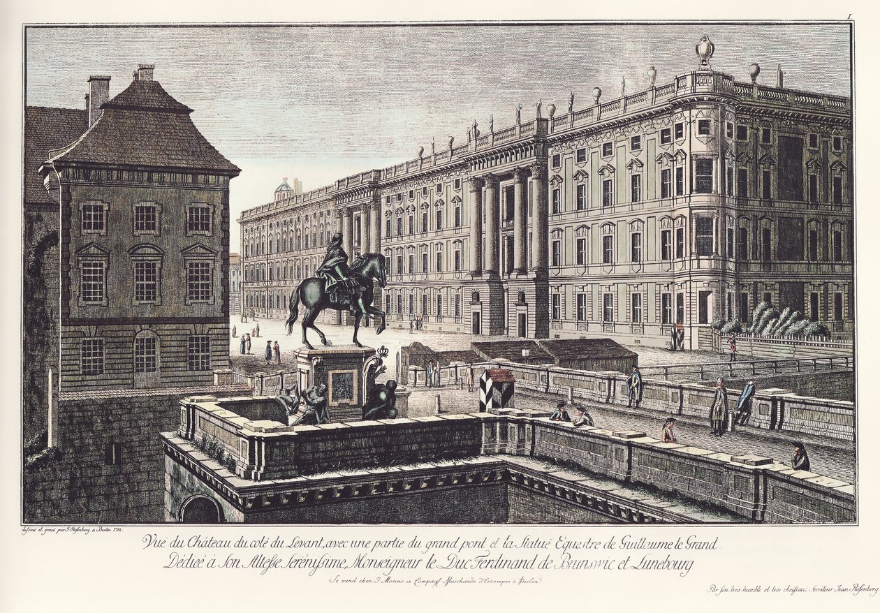 Kilátás a kastélyra a hosszú híddal, a régi Berlinben alkotó: Johann Georg Rosenberg
