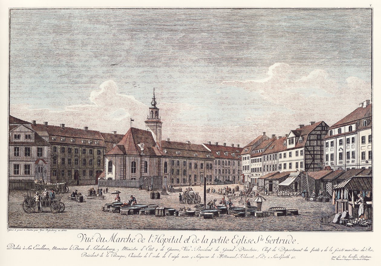 Kilátás a Spittelmarktra, a Gertraudenkirche -re, a régi Berlinre alkotó: Johann Georg Rosenberg