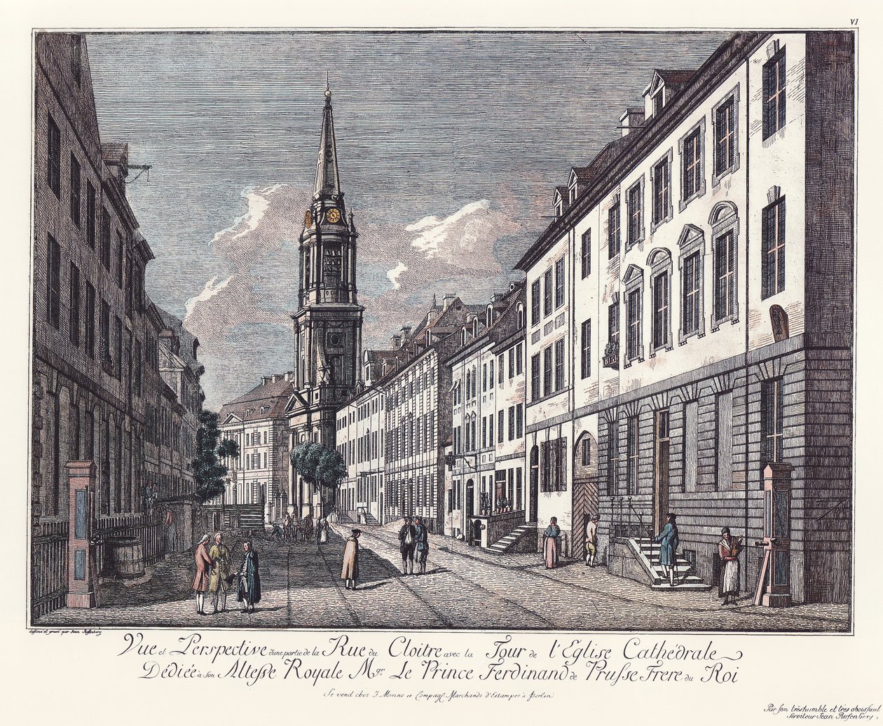 Kilátás a Klosterstrasse -ra, a Parochialkirche -re, Old Berlin alkotó: Johann Georg Rosenberg