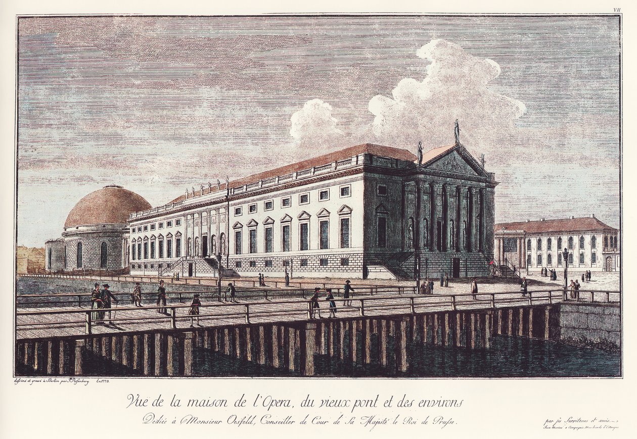 A berlini Királyi Operaház, ma az Unter den Linden Állami Operaház, 1773 -ban. alkotó: Johann Georg Rosenberg