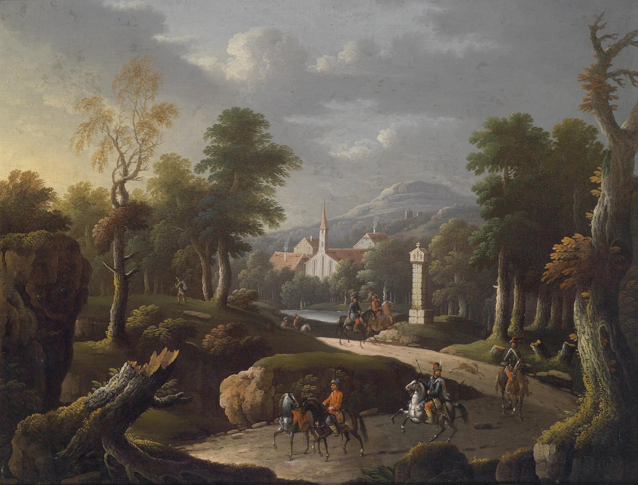 Hegyvidéki táj utazókkal alkotó: Johann Georg von Bemmel