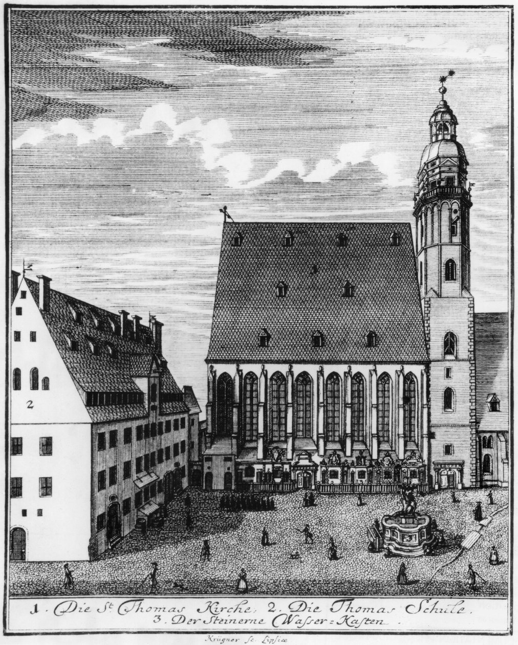 Lipcsei Szent Tamás-templom és iskola, 1723 alkotó: Johann Gottfried Krugner