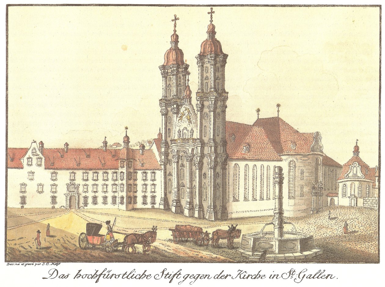 A főhercegi kolostor a St. Gallen -i templom ellen (eredeti cím) alkotó: Johann Konrad Mayr