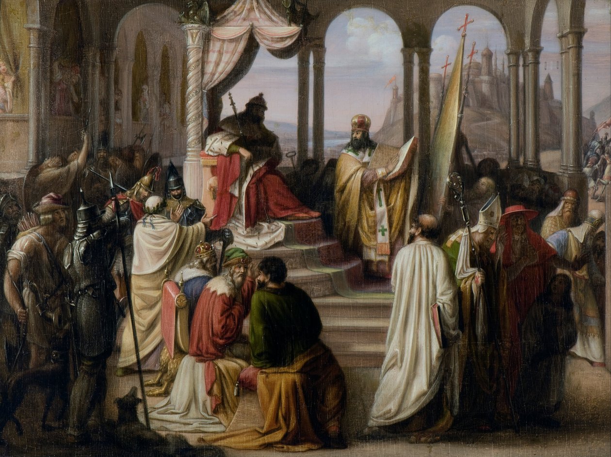 Vlagyimir herceg 988 -ban választ vallást. (Vallási vita az orosz udvarban) alkotó: Johann Leberecht Eggink