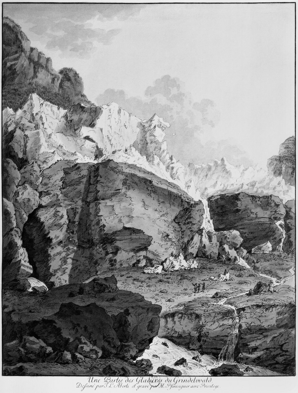 Grindelwald gleccserei, metszett Mathias Pfenninger (1739-1813) alkotó: Johann Ludwig Aberli