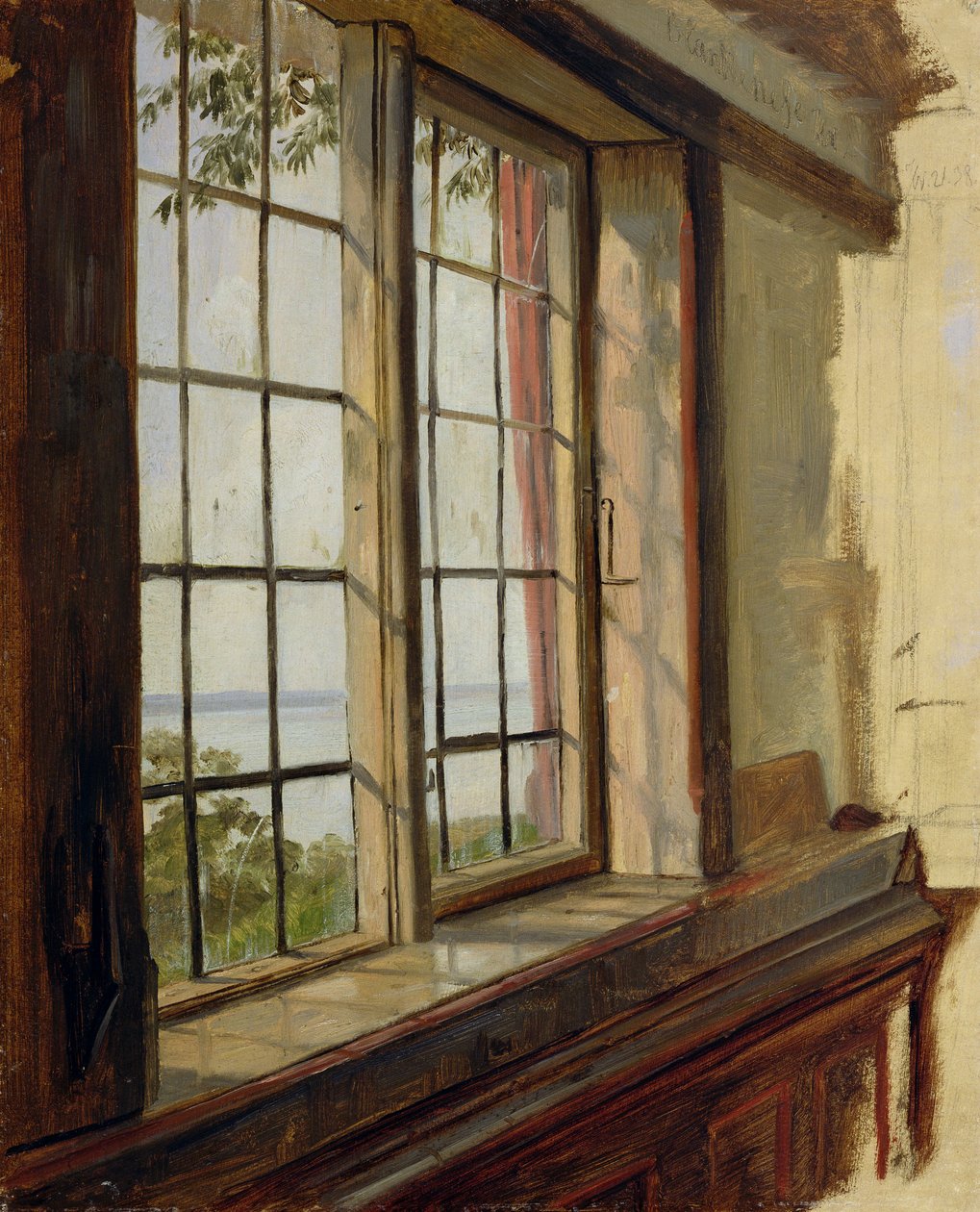 Kilátás az Elbára az ablakon keresztül, 1838 alkotó: Johann Martin Gensler