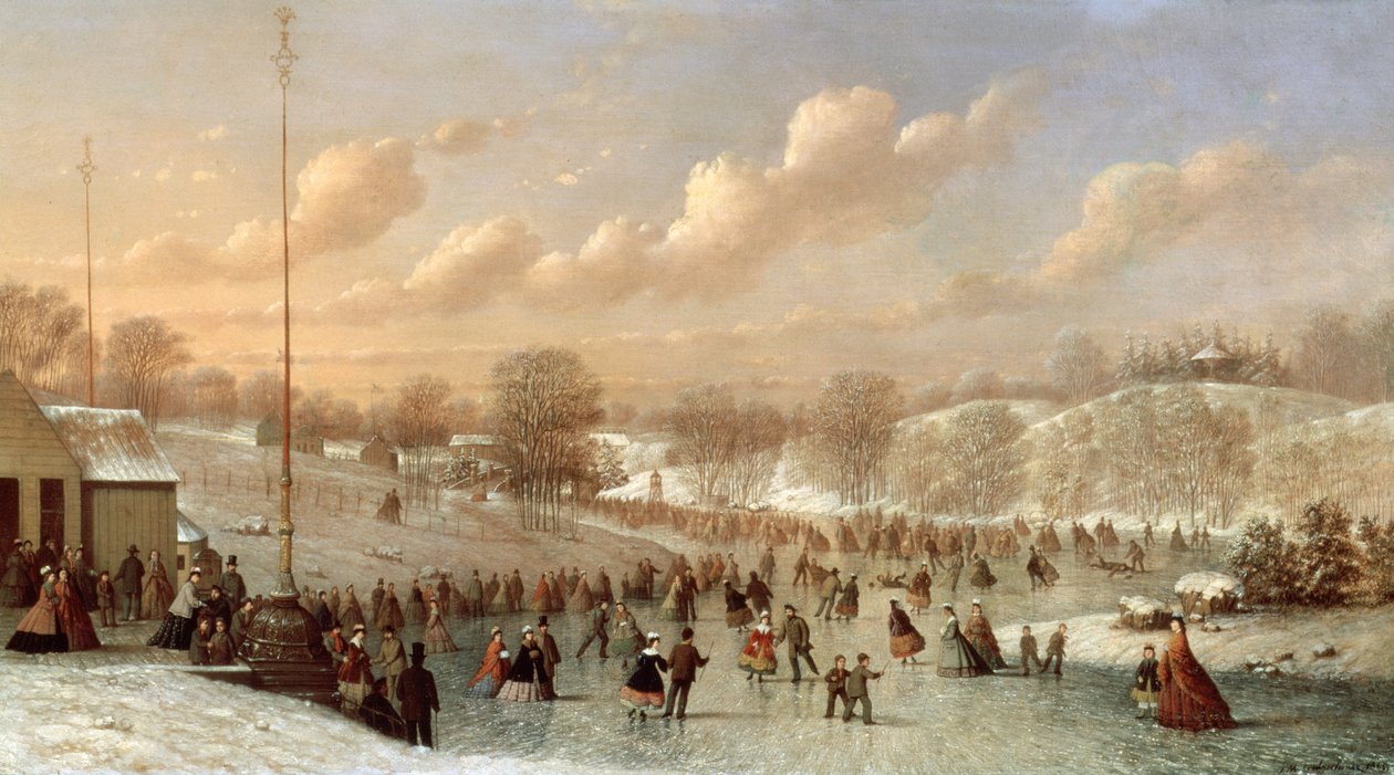 Korcsolyázó jelenet, Central Park, 1865 alkotó: Johann Mongels Culverhouse