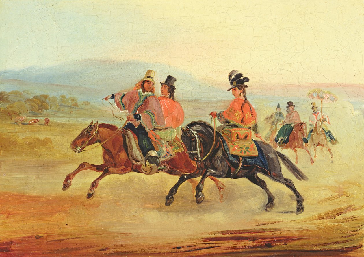 Chilei lovasok, 1835-36 körül alkotó: Johann Moritz Rugendas